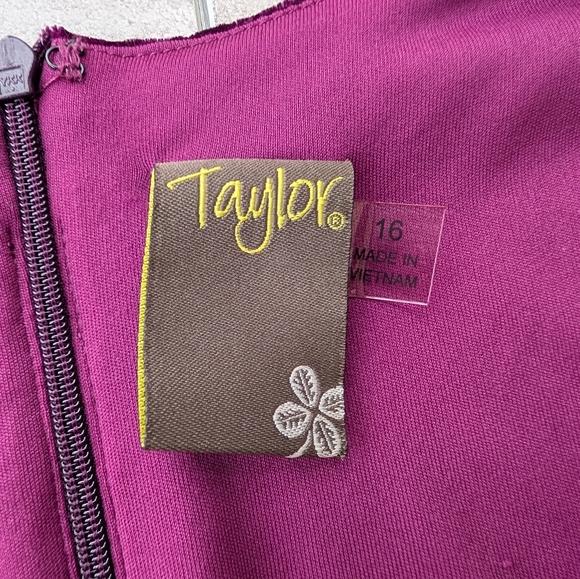 Taylor Women's Purple Plum Velvet V Neck Flutter Sleeve Mini Dress Size 16 - Picture 3 of 10